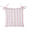 Clayre & Eef stoelkussen rozenprint roze 40x40x4 cm katoen met lintbanden