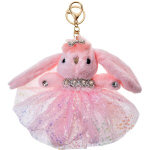 Clayre & Eef TW0586 Sleutelhanger Roze Konijn
