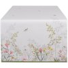 Clayre & Eef WFF64 Tafelloper Wit Groen 50x140 cm Katoen Botanisch Ontwerp