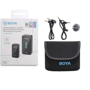 BOYA BY-XM6-S1 Mini Draadloze Microfoon Set voor iPhone iPad 100m bereik 6h batterij