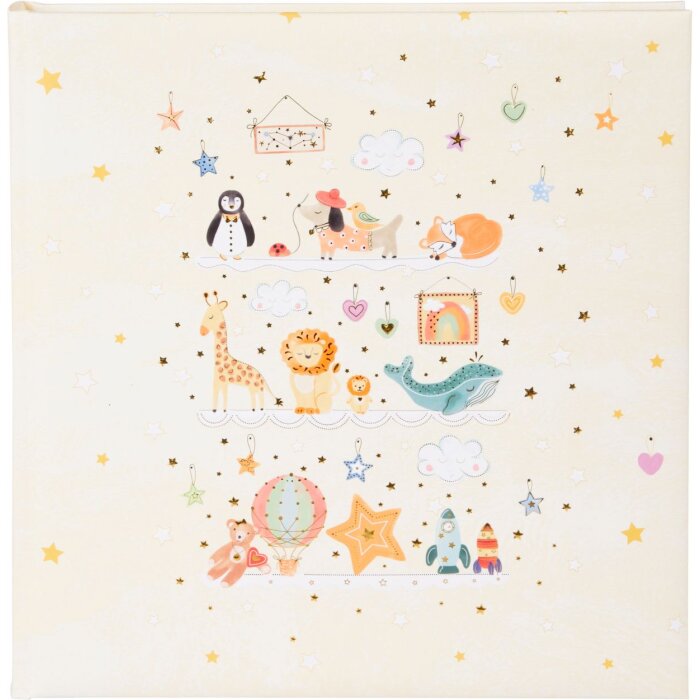 Goldbuch babyalbum Toy Zoo 30x31 cm 60 witte paginas dierenmotief zilver reliëf