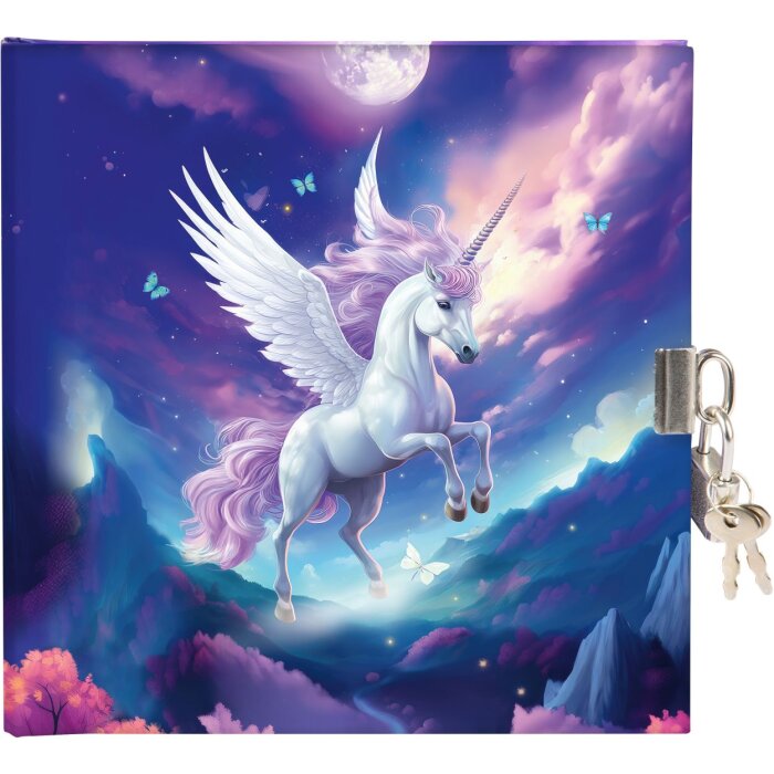 Goldbuch agenda met slot Diana Eenhoorn 16,5x16,5 cm 96 witte paginas