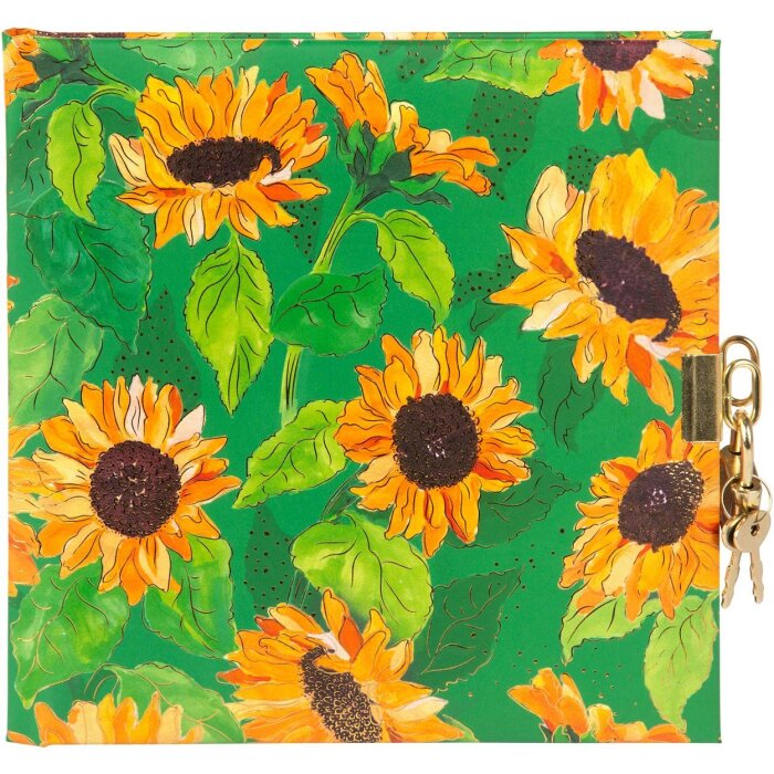 Goldbuch agenda met slot Zonnebloemgroen 16,5x16,5 cm 96 witte paginas