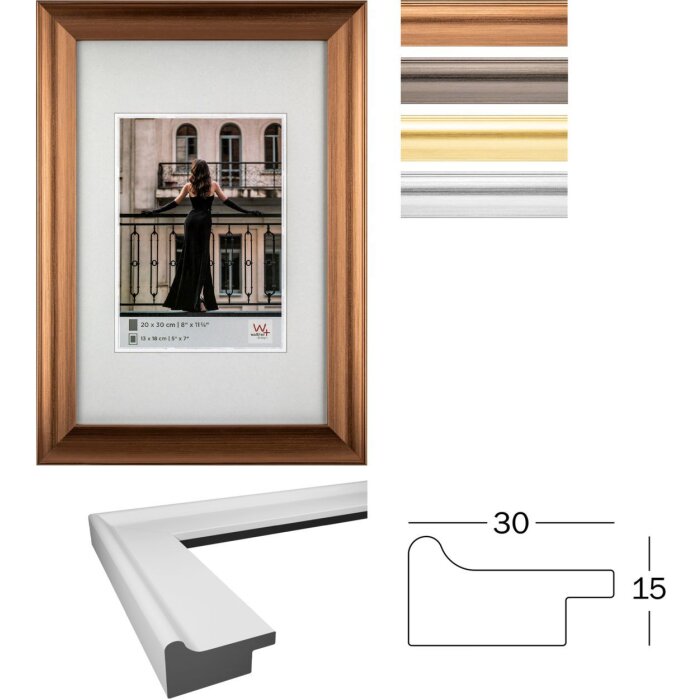 Walther fotolijst Venetië glanzende houtlook 13x18 tot 40x50 cm