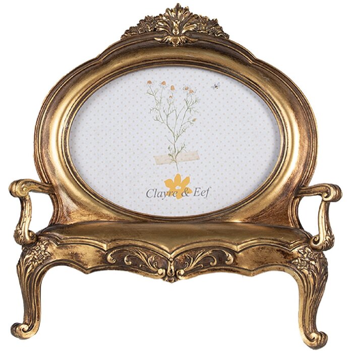 Clayre & Eef 2F1043 Fotolijst 26x5x28 cm / 18x13 cm Goudkleurig
