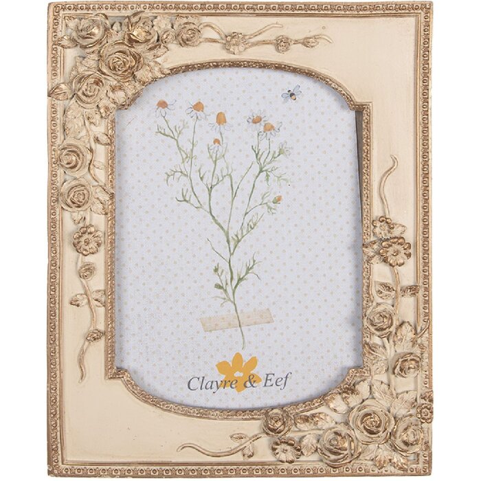 Clayre & Eef 2F1058 Fotolijst 18x3x23 cm / 13x18 cm Beige Goudkleurig