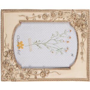 Clayre & Eef 2F1058 Fotolijst 18x3x23 cm / 13x18 cm Beige Goudkleurig