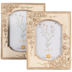 Clayre & Eef 2F1058 Fotolijst 18x3x23 cm / 13x18 cm Beige Goudkleurig