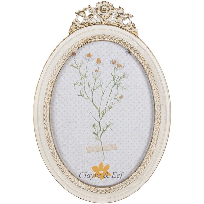 Clayre & Eef 2F1061 Fotolijst 16x2x23 cm / 13x18 cm Witgoudkleurig