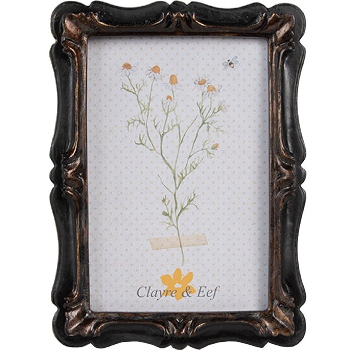 Clayre & Eef 2F1067 Fotolijst 14x2x19 cm / 10x15 cm Zwart Bruin