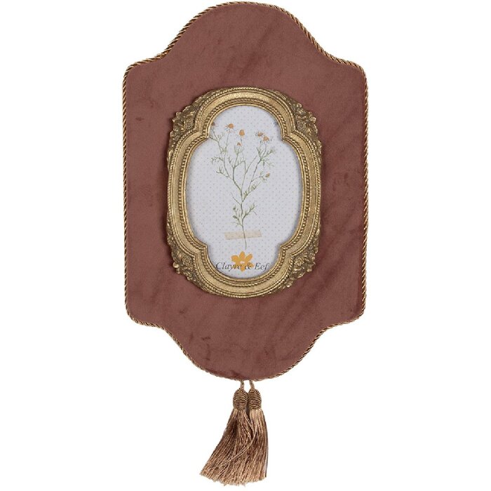 Clayre & Eef 2F1084 Fotolijst 21x2x32 cm / 10x15 cm Roze Goudkleurig
