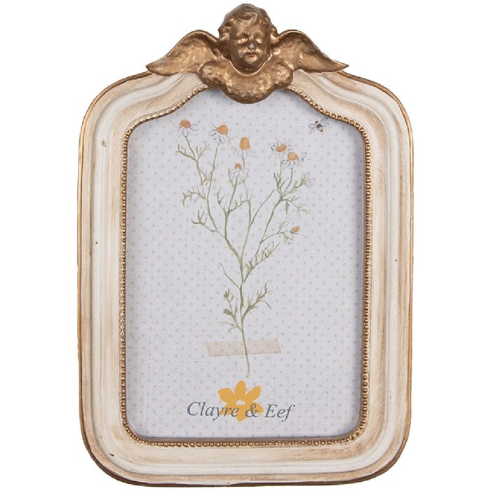 Clayre & Eef 2F1091 Fotolijst 14x3x20 cm / 10x15 cm Beige Goudkleurig