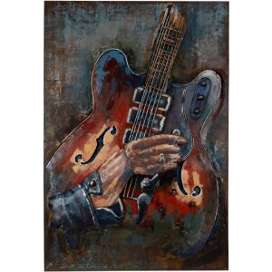 Clayre & Eef 5WA0195 Wanddecoratie gitaar 60x4x90 cm Bruin Blauw