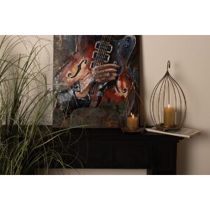Clayre & Eef 5WA0195 Wanddecoratie gitaar 60x4x90 cm Bruin Blauw