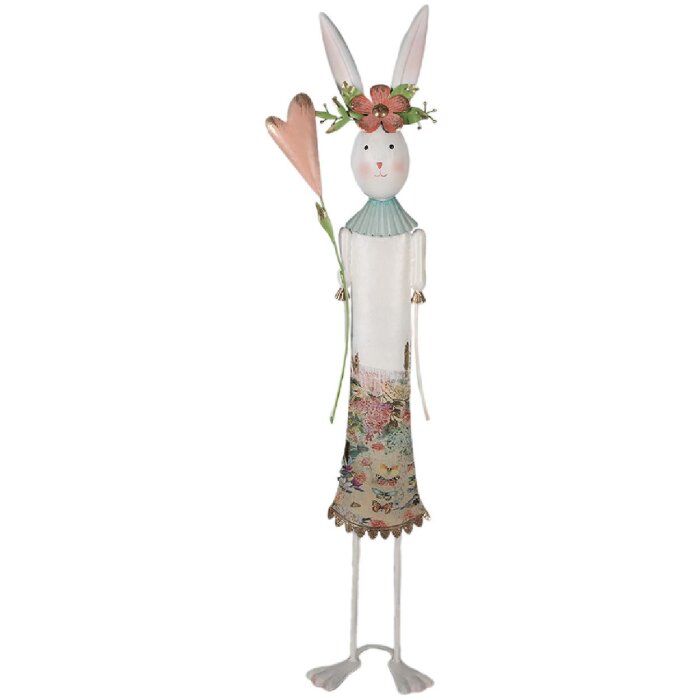 Clayre & Eef 5Y1217 Decoratie Konijn Wit Roze 22x12x88 cm
