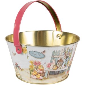 Clayre & Eef 6BL0108 Opbergmand Wit Blauw Rood Ø 19x10 cm