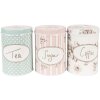 Clayre & Eef 6BL0111 Voorraadpotten set, 3 st, Ø 8x12 cm, wit, gebloemd