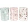 Clayre & Eef 6BL0111 Voorraadpotten set, 3 st, Ø 8x12 cm, wit, gebloemd
