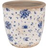 Clayre & Eef 6CE1658L Bloempot Ø 16x16 cm Beige Blauw Vintage Bloempatroon