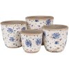 Clayre & Eef 6CE1658L Bloempot Ø 16x16 cm Beige Blauw Vintage Bloempatroon