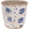 Clayre & Eef 6CE1658M Decoratie Bloempot Ø 15x14 cm Beige Blauw