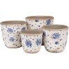 Clayre & Eef 6CE1658M Decoratie Bloempot Ø 15x14 cm Beige Blauw