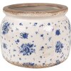 Clayre & Eef 6CE1659L Bloempot Beige Blauw Ø 20x15 cm Vintage Stijl Indoor
