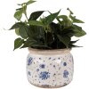 Clayre & Eef 6CE1659L Bloempot Beige Blauw Ø 20x15 cm Vintage Stijl Indoor