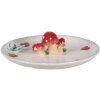 Clayre & Eef 6CE1701 Schaal Wit Rood Ø 21x6 cm Paddenstoelen Bloemen Landhuis