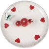 Clayre & Eef 6CE1701 Schaal Wit Rood Ø 21x6 cm Paddenstoelen Bloemen Landhuis