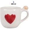 Clayre & Eef 6CE1702 Mok 14x10x9 /15 cm / 400 ml Wit Rood