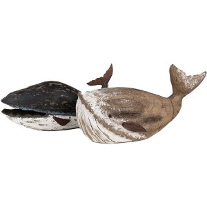 Clayre & Eef 6H2341 Decoratie Walvis 39x15x21 cm Bruin Wit