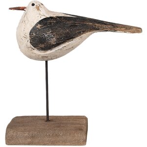 Clayre & Eef 6H2343 Decoratie Vogel 12x5x13 cm Wit Zwart
