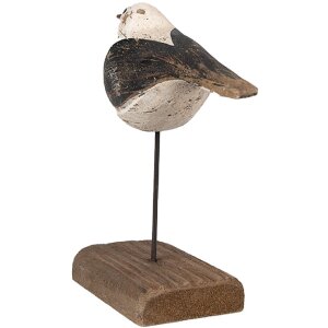 Clayre & Eef 6H2343 Decoratie Vogel 12x5x13 cm Wit Zwart
