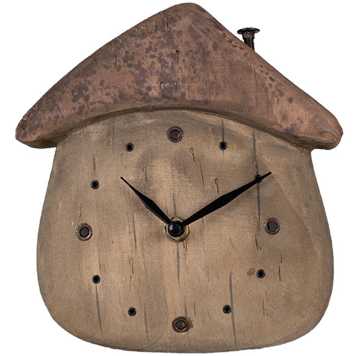 Clayre & Eef 6KL0819 Tafelklok 18x5x19 cm / 1xAA Bruin