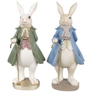 Clayre & Eef 6PR4017 Decoratief Konijn Beige Blauw 12x9x26 cm