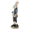 Clayre & Eef 6PR4027 Decoratief Konijn Bruin Blauw 9x7x25 cm Polyresin Landhuis