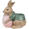Clayre & Eef 6PR4050 Bloempot Konijn Bruin Groen 27x16x30 cm
