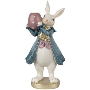 Clayre & Eef 6PR4057 Kaarshouder Konijn Wit Blauw...