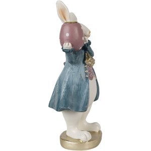 Clayre & Eef 6PR4057 Kaarshouder Konijn Wit Blauw 10x8x20 cm