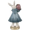 Clayre & Eef 6PR4057 Kaarshouder Konijn Wit Blauw 10x8x20 cm