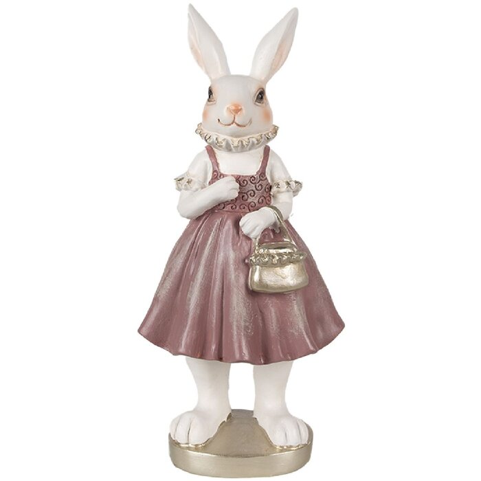Clayre & Eef 6PR4059 Decoratief Konijn Wit Roze 12x10x27 cm
