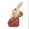 Clayre & Eef 6PR4115 Decoratief Konijn Beige Roze 11x11x17 cm Polyresin