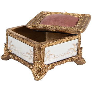 Clayre & Eef 6PR4132 Sieradendoosje Goudkleurig 12x12x7 cm