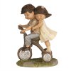 Clayre & Eef 6PR5027 Decoratie Kinderen op een Fiets 10x6x14 cm Bruin