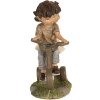 Clayre & Eef 6PR5027 Decoratie Kinderen op een Fiets 10x6x14 cm Bruin