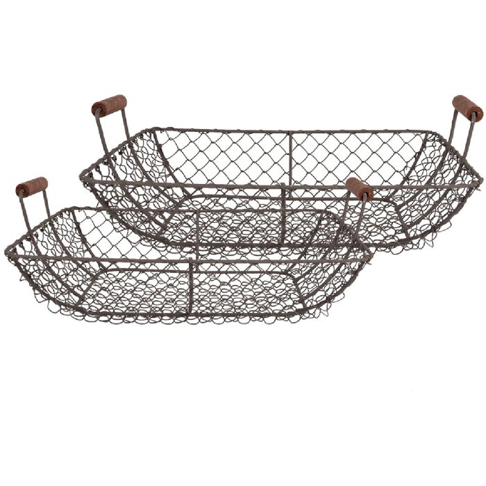 Clayre & Eef 6Y5543 Mand set 2 stuks bruin 40x34x14/36x30x13cm