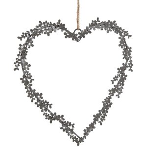 Clayre & Eef 6Y5562 Hart Hanger Decoratie 20x1x20 cm Grijs