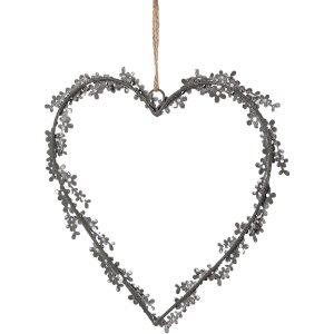 Clayre & Eef 6Y5562 Hart Hanger Decoratie 20x1x20 cm Grijs