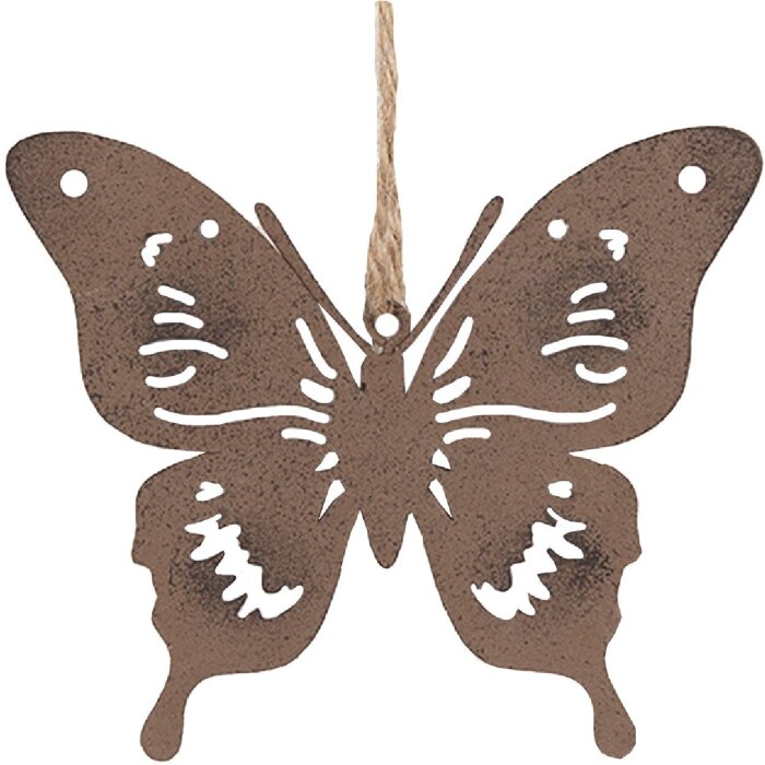 Clayre & Eef 6Y5574 Decoratieve Hanger Vlinder Bruin 10x9 cm
